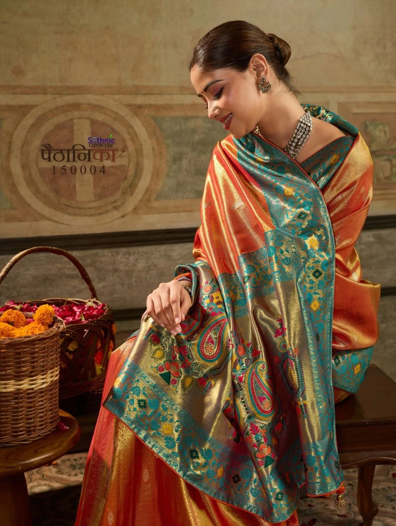 Sethnic Paithanika Tissue Paithani Silk Meenakari Work Saree Collection 3