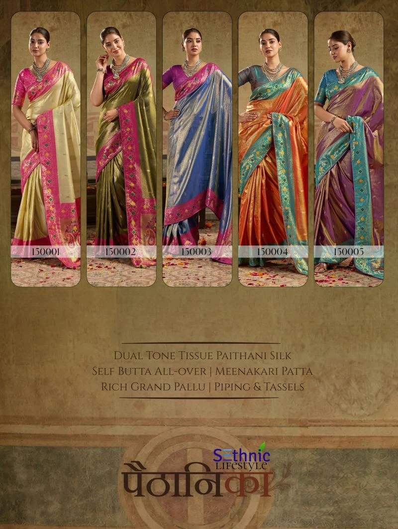 Sethnic Paithanika Tissue Paithani Silk Meenakari Work Saree Collection 4