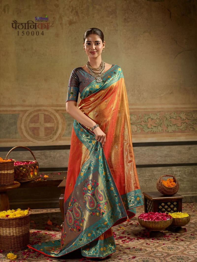 Sethnic Paithanika Tissue Paithani Silk Meenakari Work Saree Collection 5