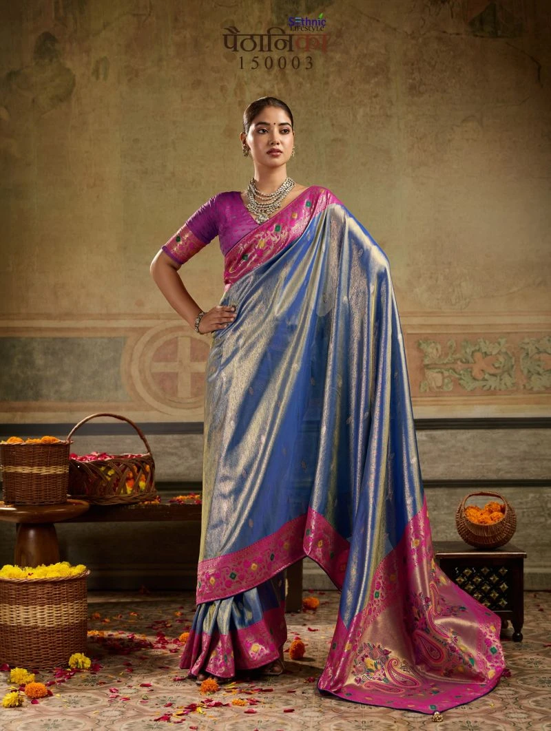 Sethnic Paithanika Tissue Paithani Silk Meenakari Work Saree Collection 6