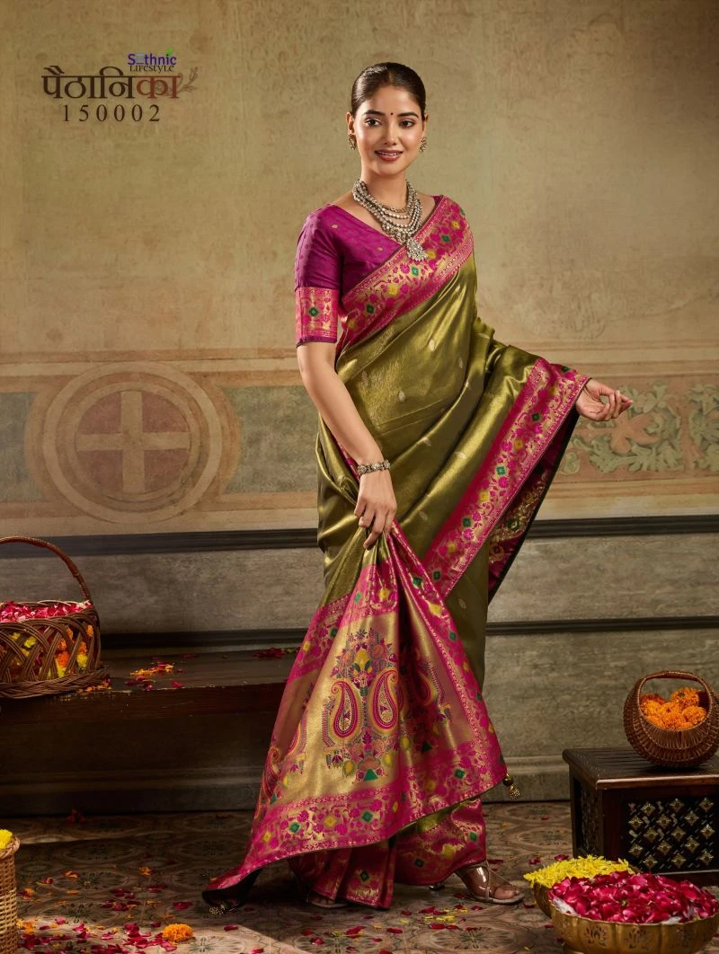 Sethnic Paithanika Tissue Paithani Silk Meenakari Work Saree Collection 7