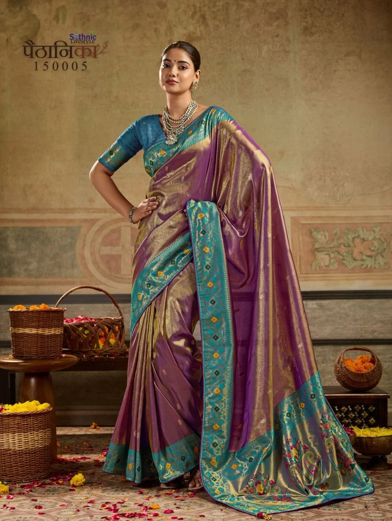 Sethnic Paithanika Tissue Paithani Silk Meenakari Work Saree Collection 8