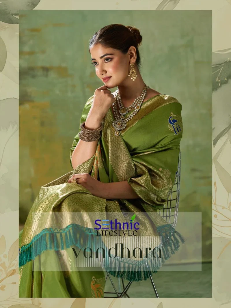 Sethnic Vandhara Twill Banarasi Silk Zari Meenakari Work Saree Collection