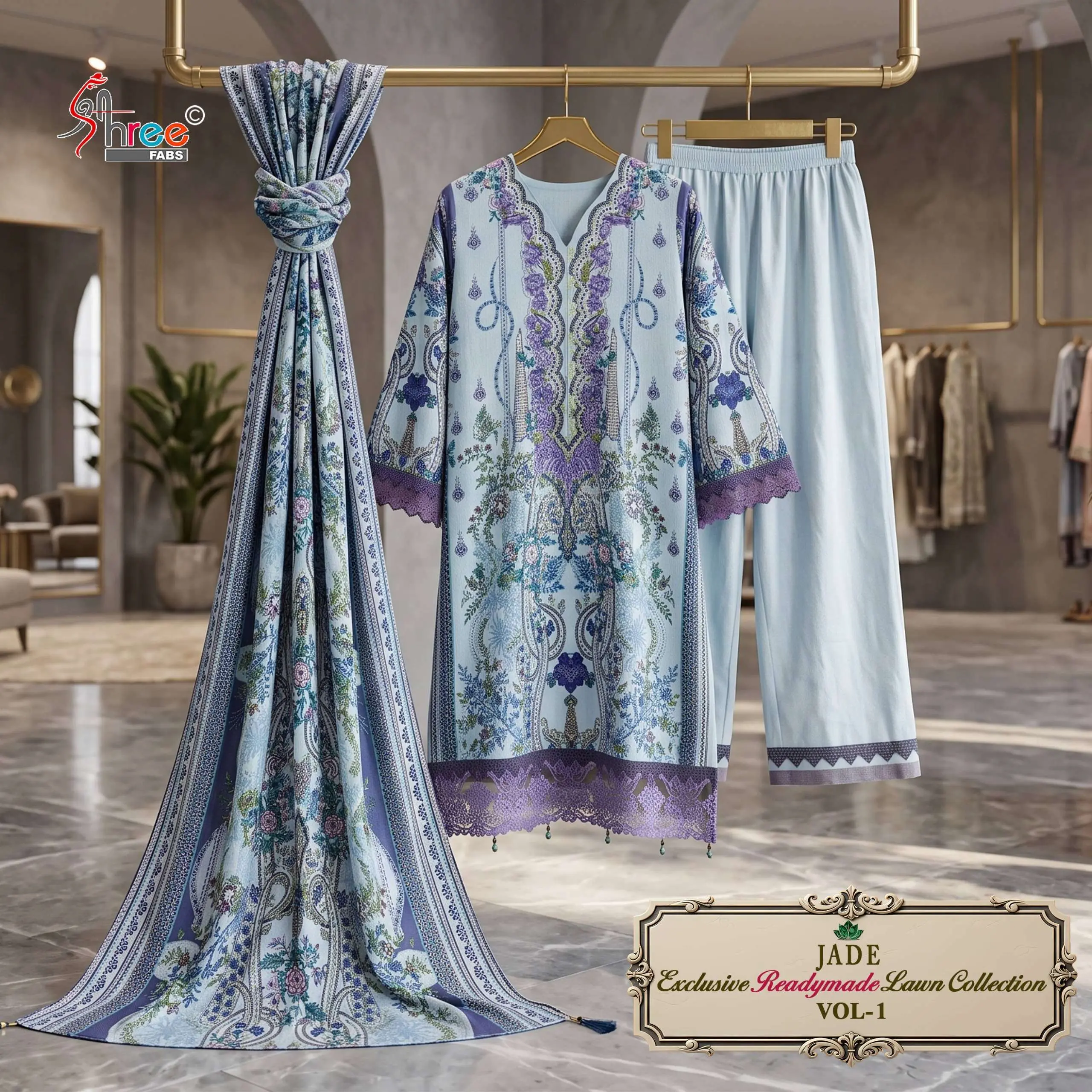Shree Fab Jade Exclusive Lawn Ready Made Collection Vol 1 - Readymade Dress 1