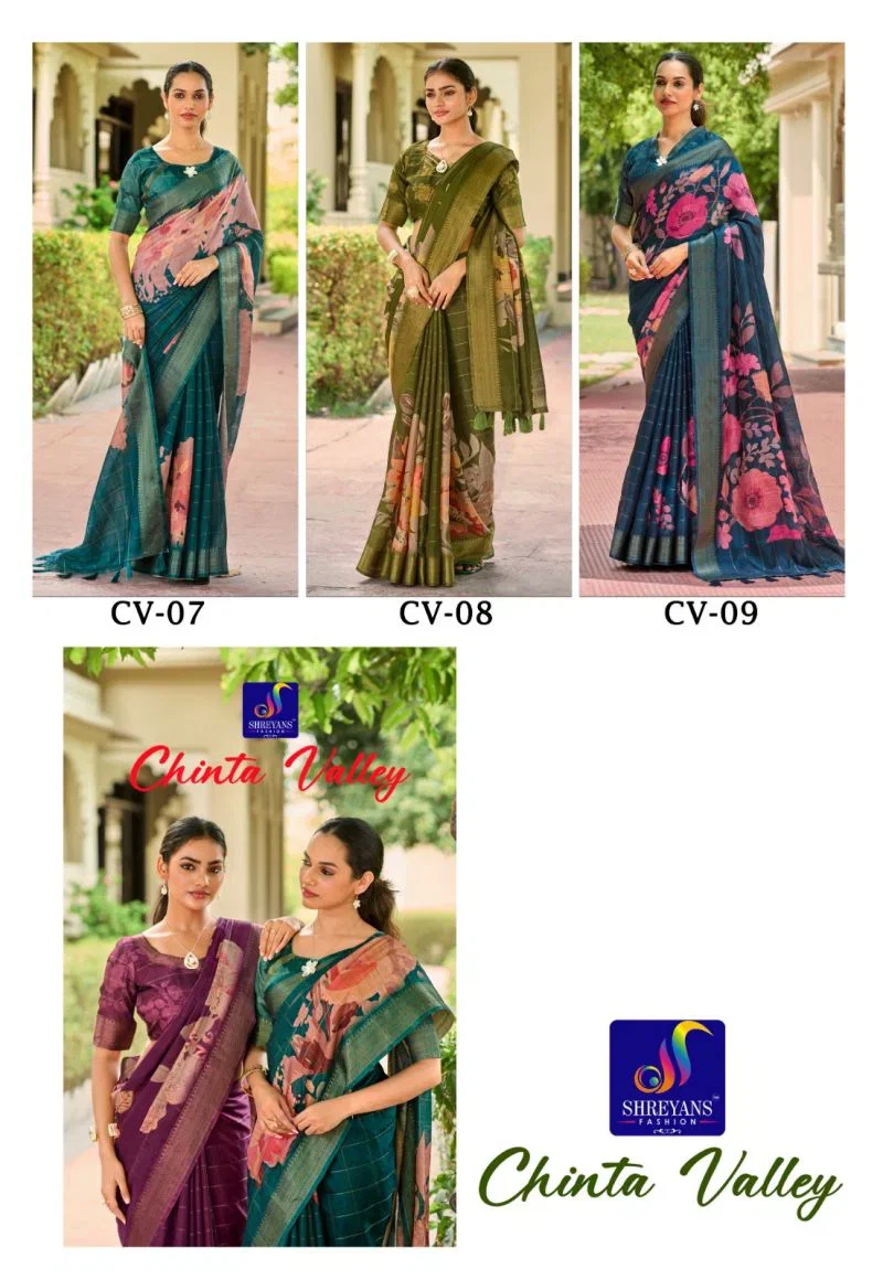 Shreyans Chinta Valley Soft Cotton Silk Printed Saree Collection 4