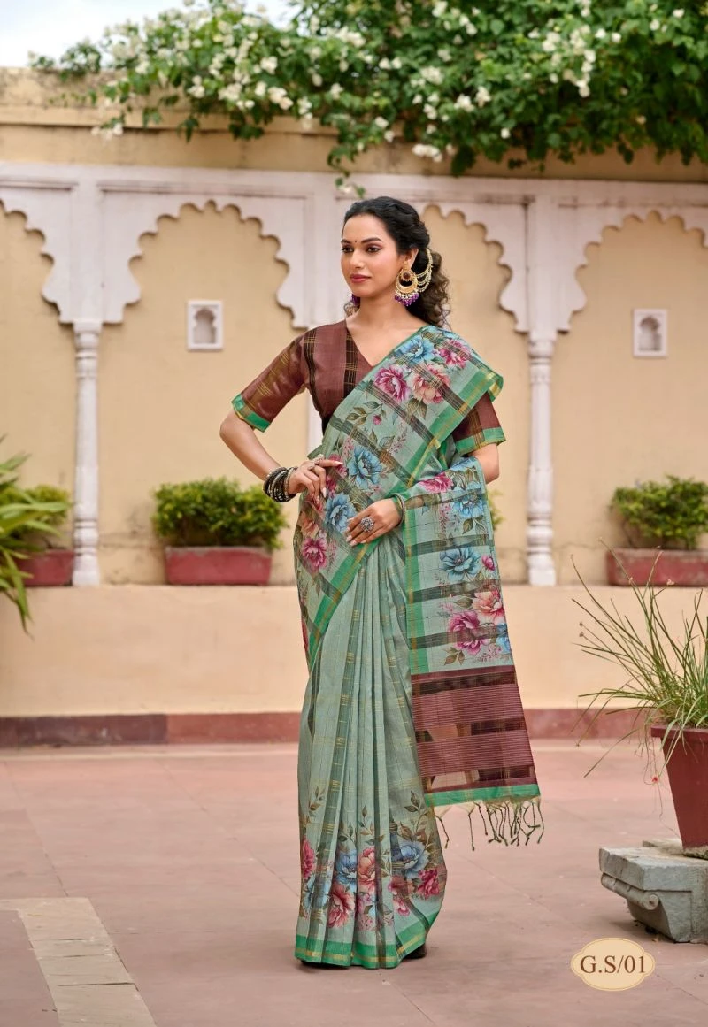Shreyans Gasa Silk Tusser Silk Printed Saree Collection 12