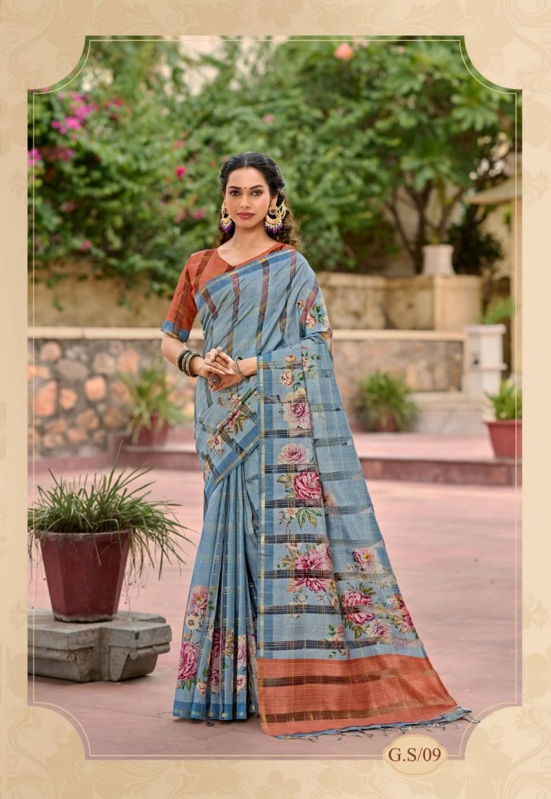 Shreyans Gasa Silk Tusser Silk Printed Saree Collection 5