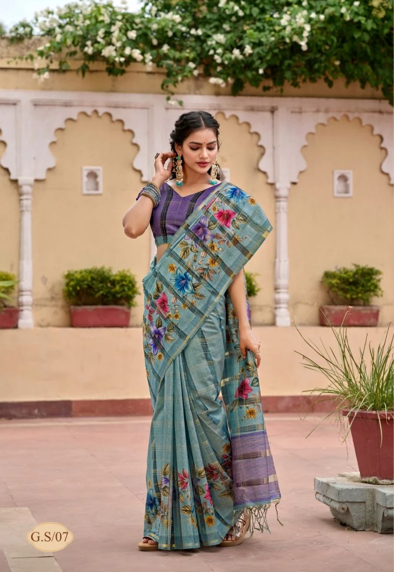 Shreyans Gasa Silk Tusser Silk Printed Saree Collection 6