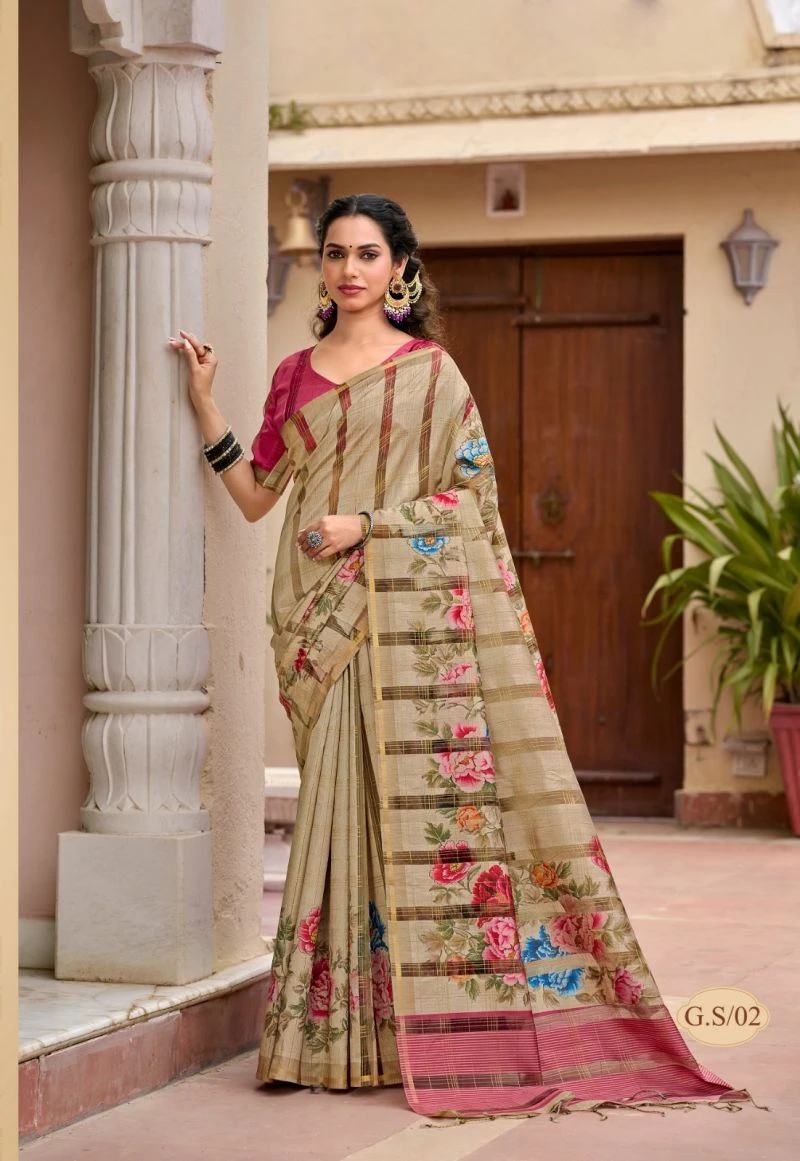Shreyans Gasa Silk Tusser Silk Printed Saree Collection 7