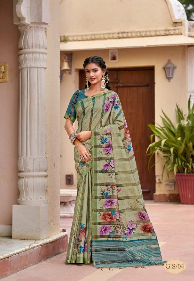 Shreyans Gasa Silk Tusser Silk Printed Saree Collection 9