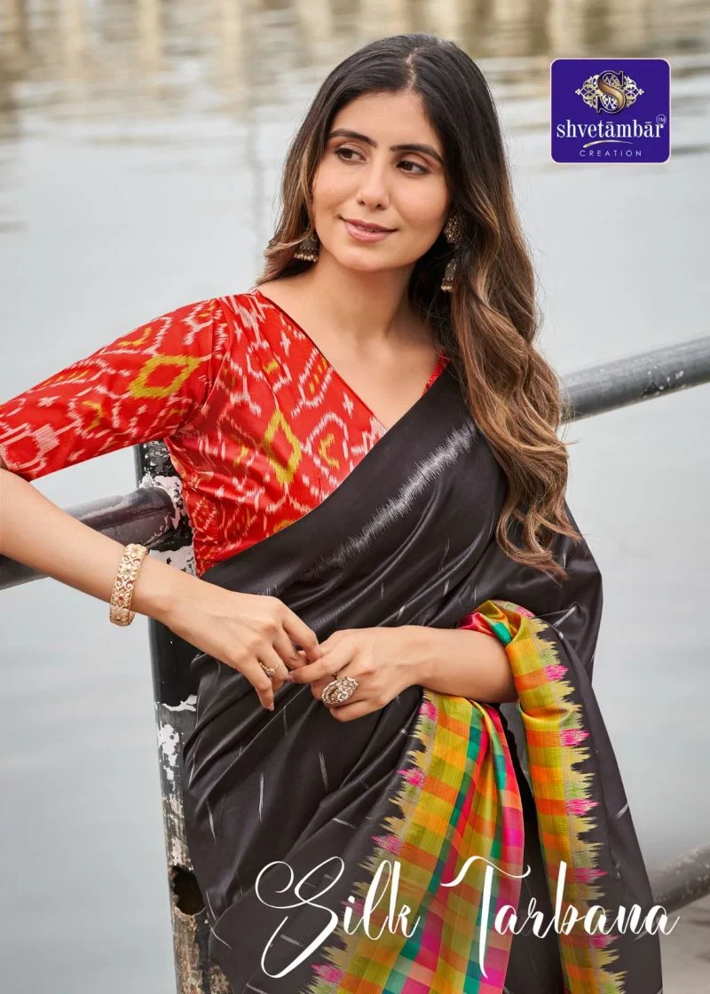 Shvetambar Silk Tarbana Soft Silk Ikkat Printed Saree Collection