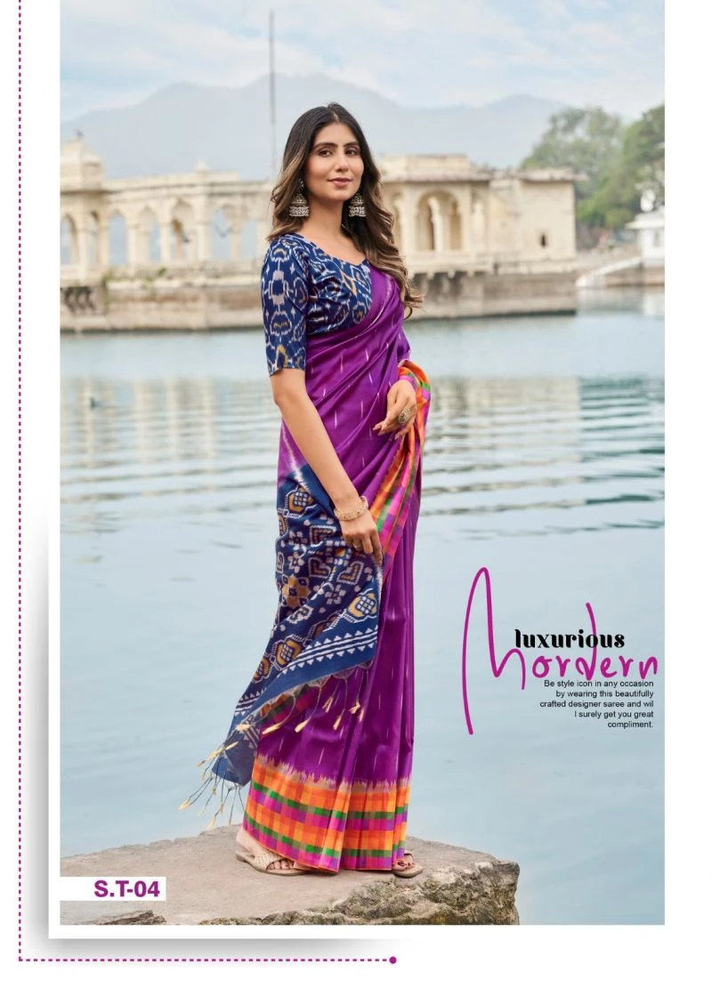 Shvetambar Silk Tarbana Soft Silk Ikkat Printed Saree Collection