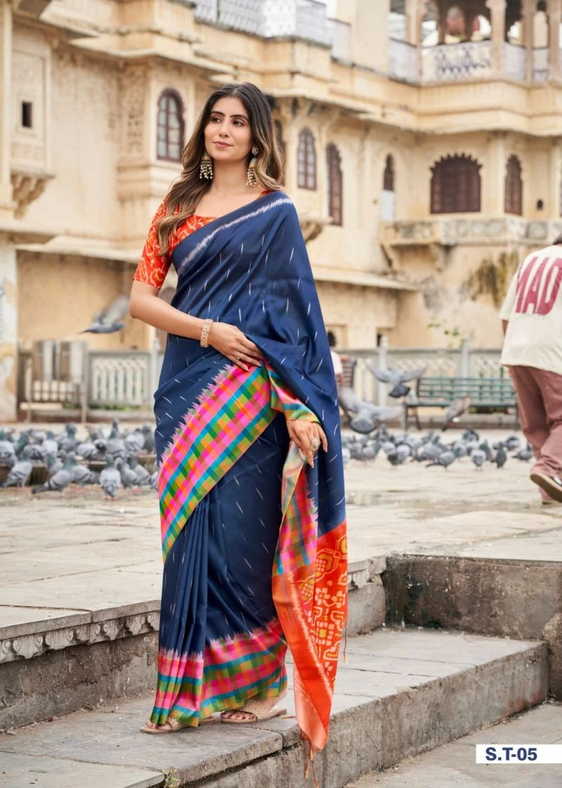 Shvetambar Silk Tarbana Soft Silk Ikkat Printed Saree Collection