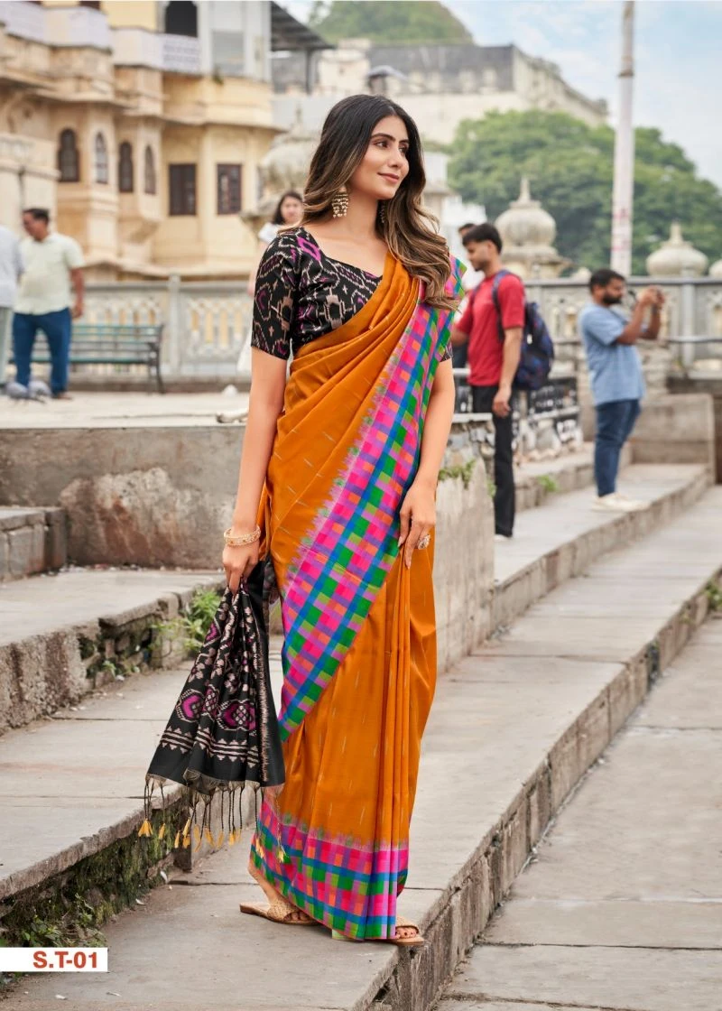 Shvetambar Silk Tarbana Soft Silk Ikkat Printed Saree Collection
