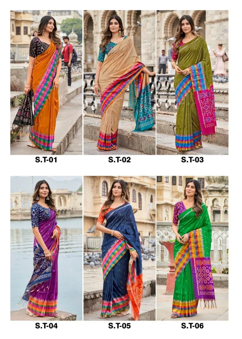Shvetambar Silk Tarbana Soft Silk Ikkat Printed Saree Collection