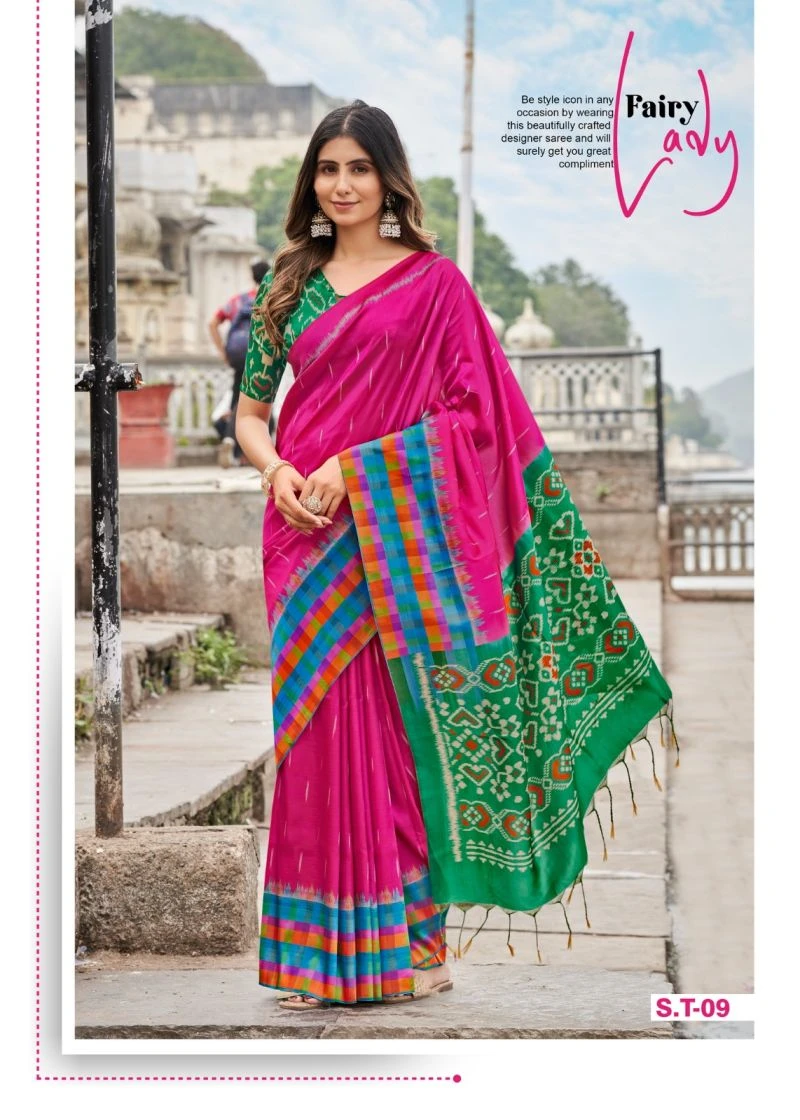 Shvetambar Silk Tarbana Soft Silk Ikkat Printed Saree Collection