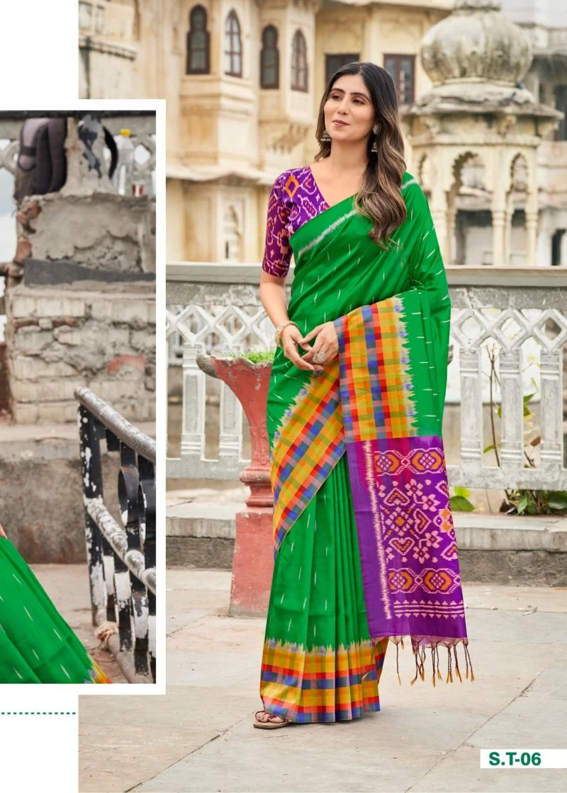 Shvetambar Silk Tarbana Soft Silk Ikkat Printed Saree Collection