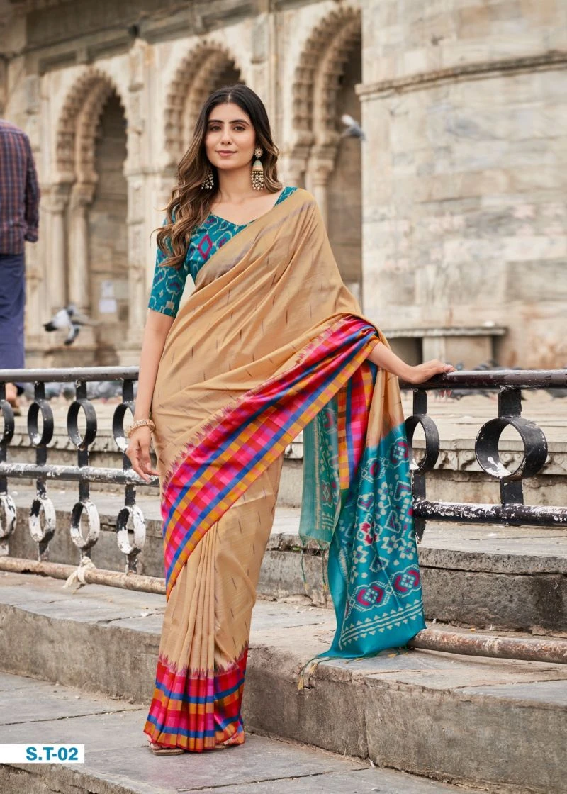 Shvetambar Silk Tarbana Soft Silk Ikkat Printed Saree Collection