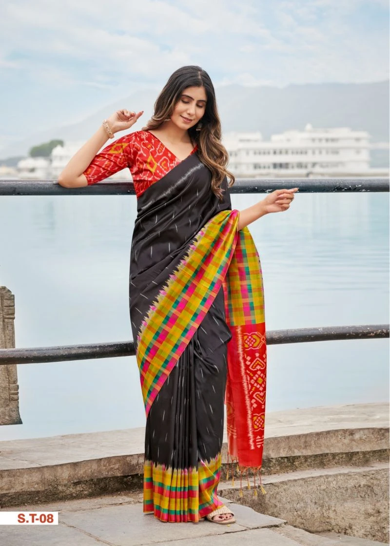 Shvetambar Silk Tarbana Soft Silk Ikkat Printed Saree Collection