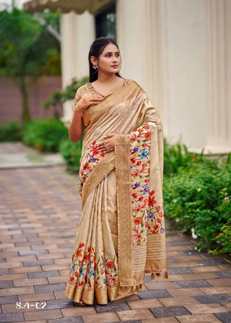 Shvetambar Spendex Art Soft Silk Floral Printed Saree 2
