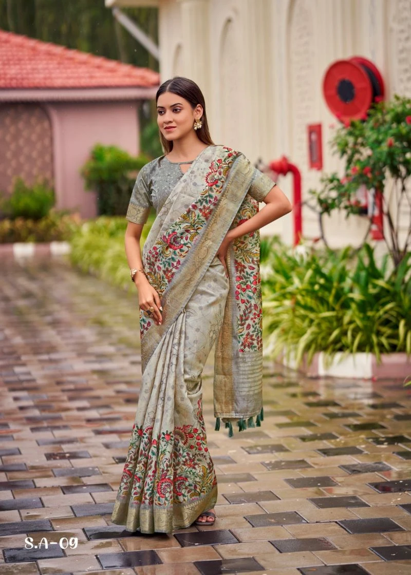 Shvetambar Spendex Art Soft Silk Floral Printed Saree 6