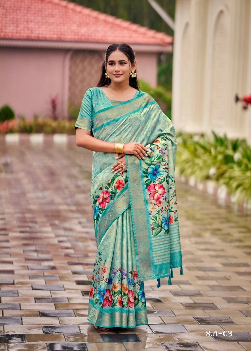 Shvetambar Spendex Art Soft Silk Floral Printed Saree 8