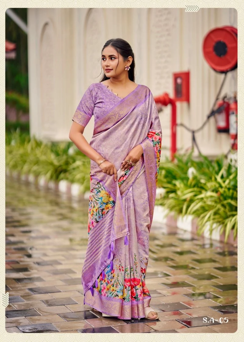 Shvetambar Spendex Art Soft Silk Floral Printed Saree 9