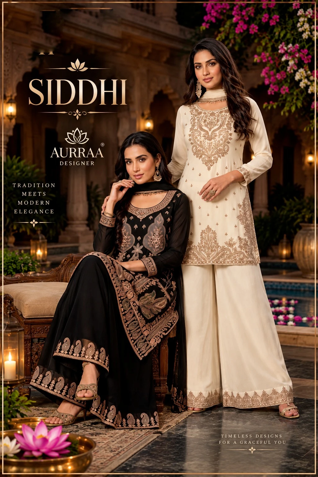 Siddhi Premium Chinon Suit With Beads Work
