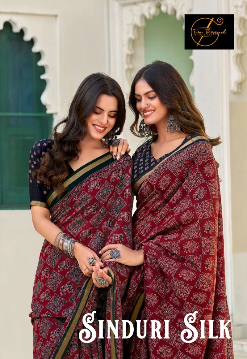 Sinduri Silk Cotton With Mirror Worked Saree Collection