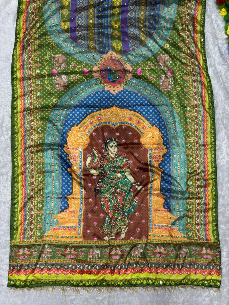 St D No 169 Chinon Silk Patola With Peacock Printed Saree 10