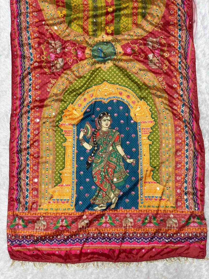 St D No 169 Chinon Silk Patola With Peacock Printed Saree 2