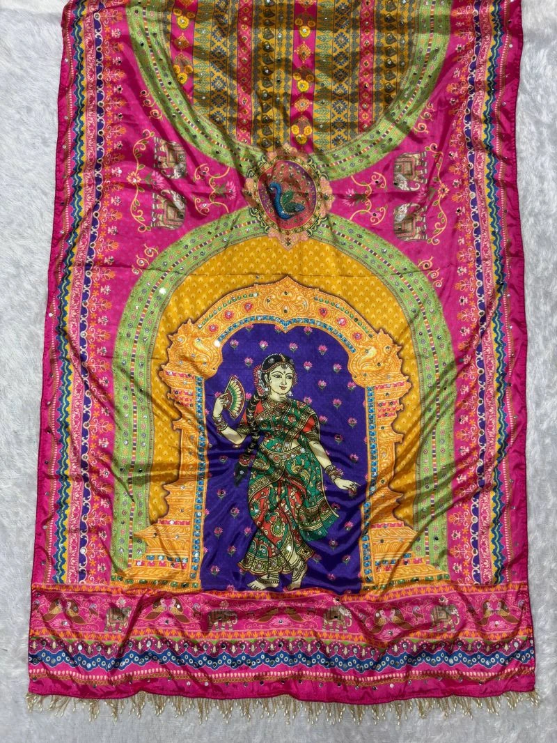 St D No 169 Chinon Silk Patola With Peacock Printed Saree 3