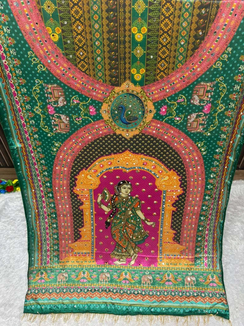St D No 169 Chinon Silk Patola With Peacock Printed Saree 6