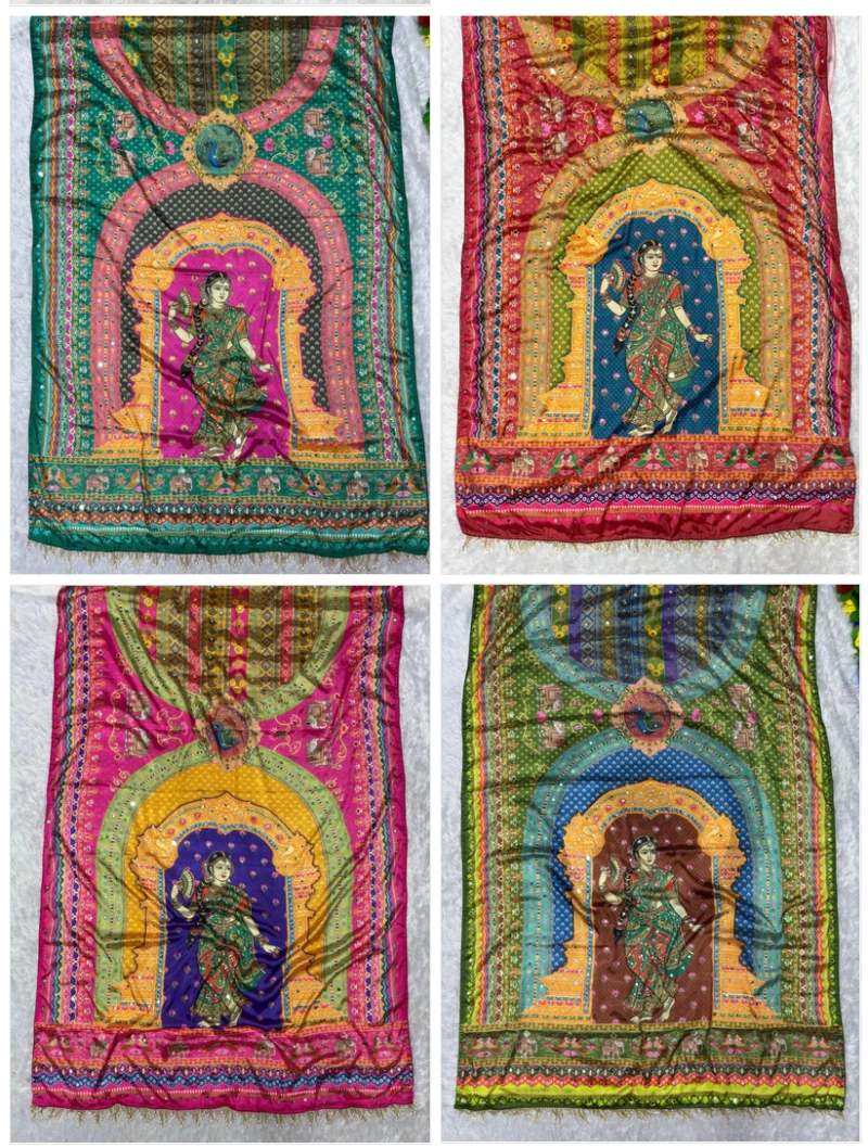 St D No 169 Chinon Silk Patola With Peacock Printed Saree 7