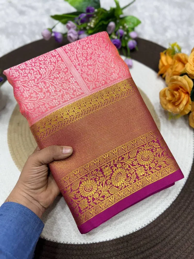 St D No 221 Jacquard Kanchi Pattu Semi Silk Saree Collection