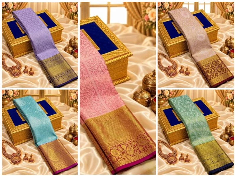 St D No 221 Jacquard Kanchi Pattu Semi Silk Saree Collection 10