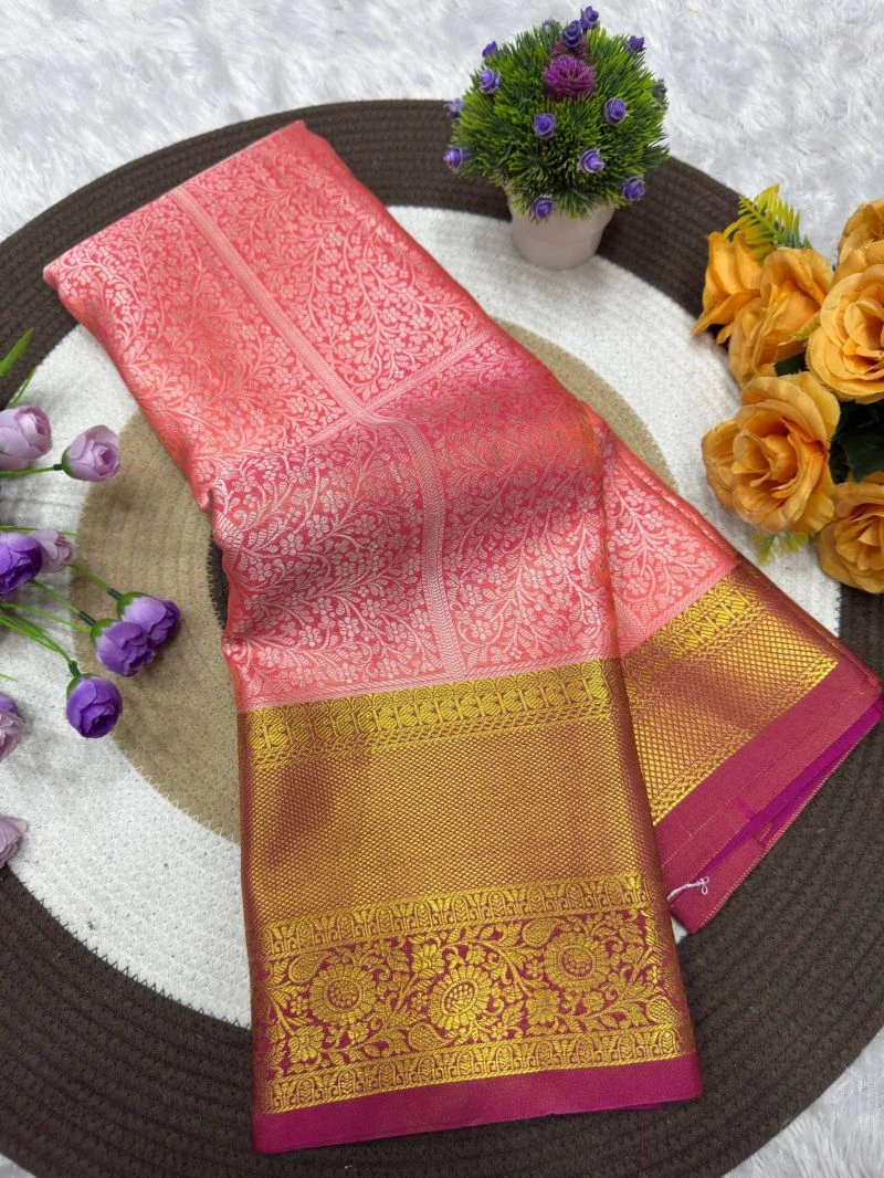 St D No 221 Jacquard Kanchi Pattu Semi Silk Saree Collection 12