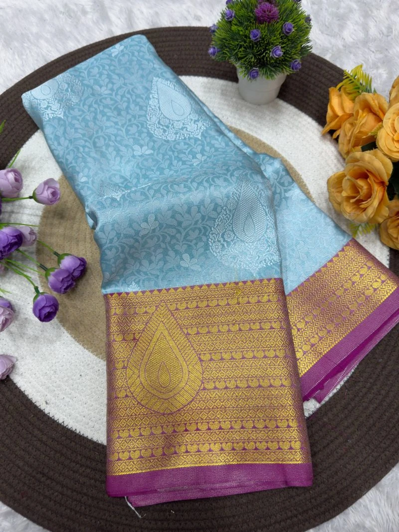 St D No 221 Jacquard Kanchi Pattu Semi Silk Saree Collection 17