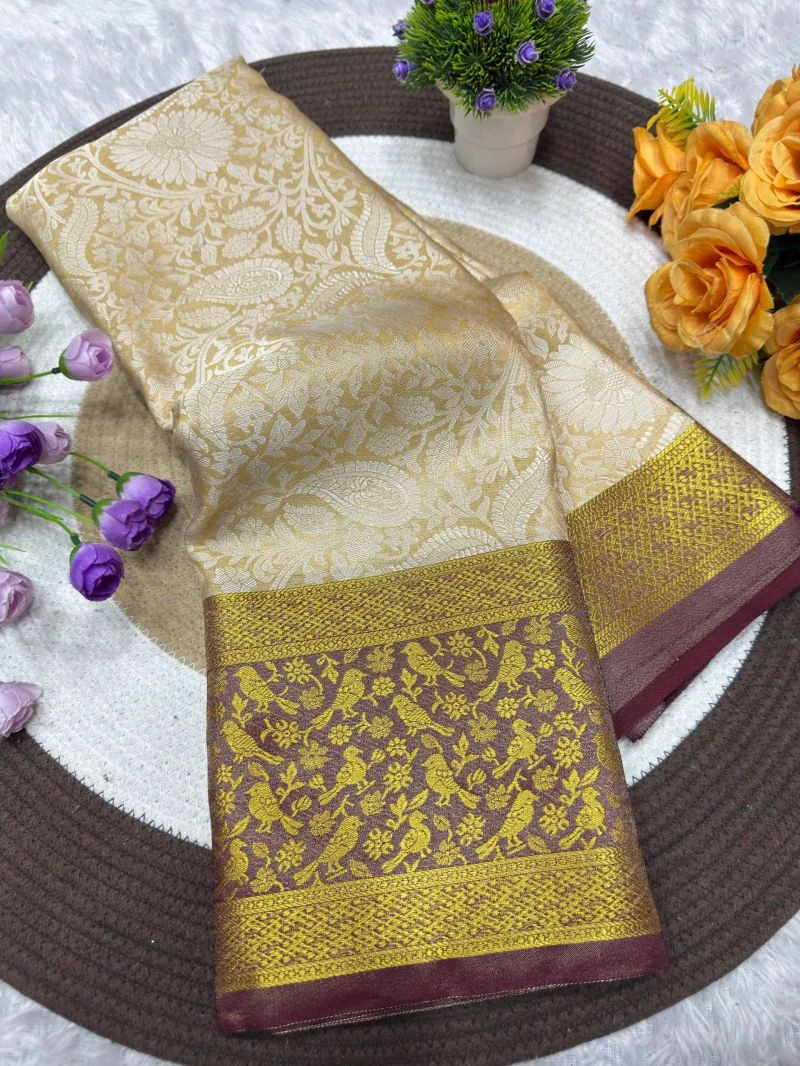 St D No 221 Jacquard Kanchi Pattu Semi Silk Saree Collection 7
