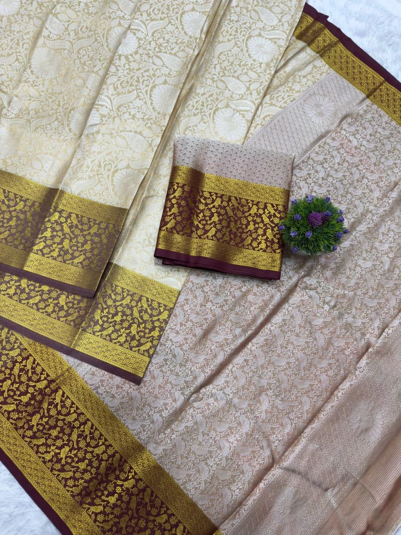 St D No 221 Jacquard Kanchi Pattu Semi Silk Saree Collection 9