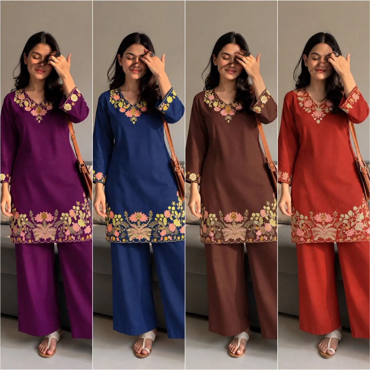 Stylo Rayon Embroidered Cord Set Wholesale