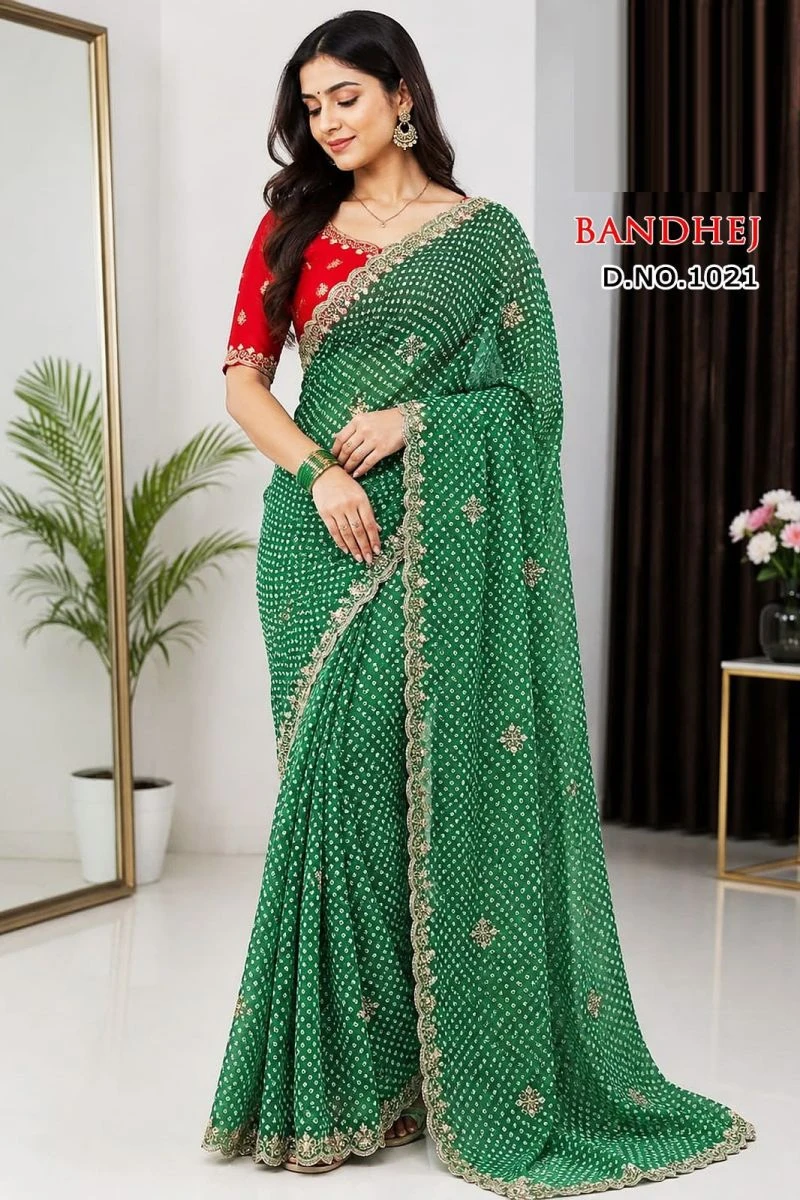 Sw Bandhej Vol 1 Georgette Bandhani Printed Designer Saree Collection 2
