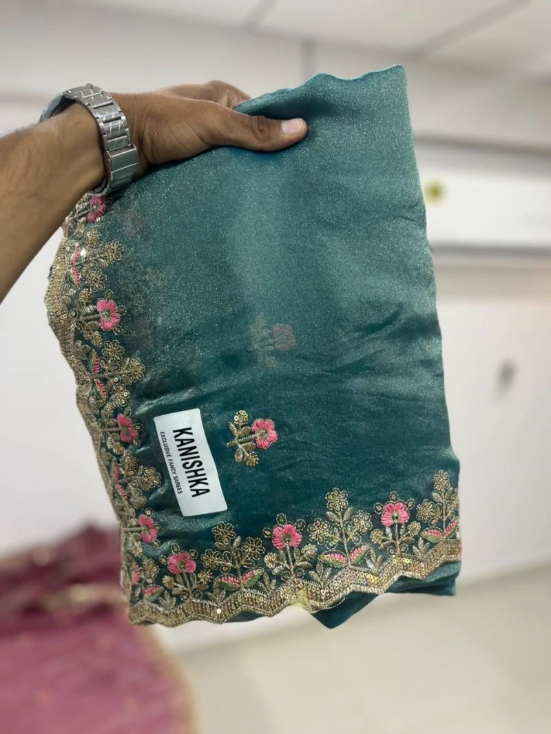 Sw Kanishka Vol 1 Nc Moss Embroidered Designer Saree Collection 6