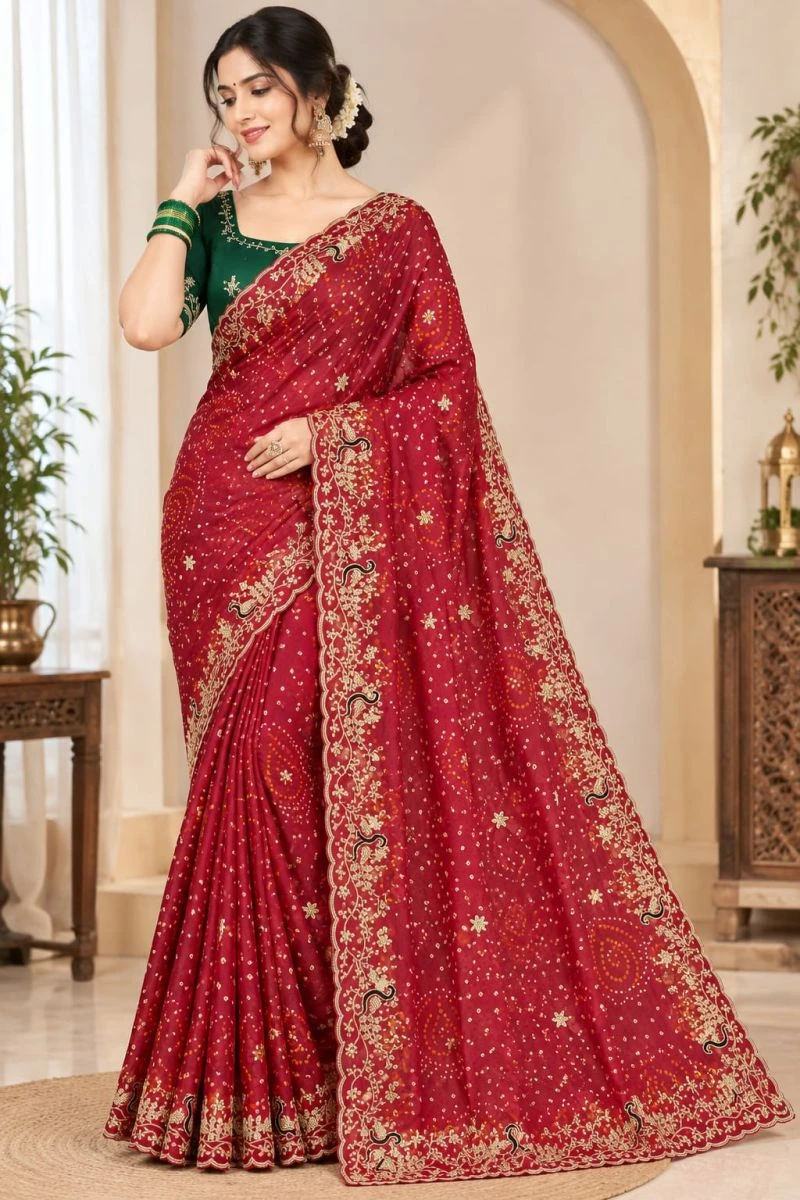 Sw Morpankh Vol 1 Georgette Bandhani Printed Designer Saree Collection 3