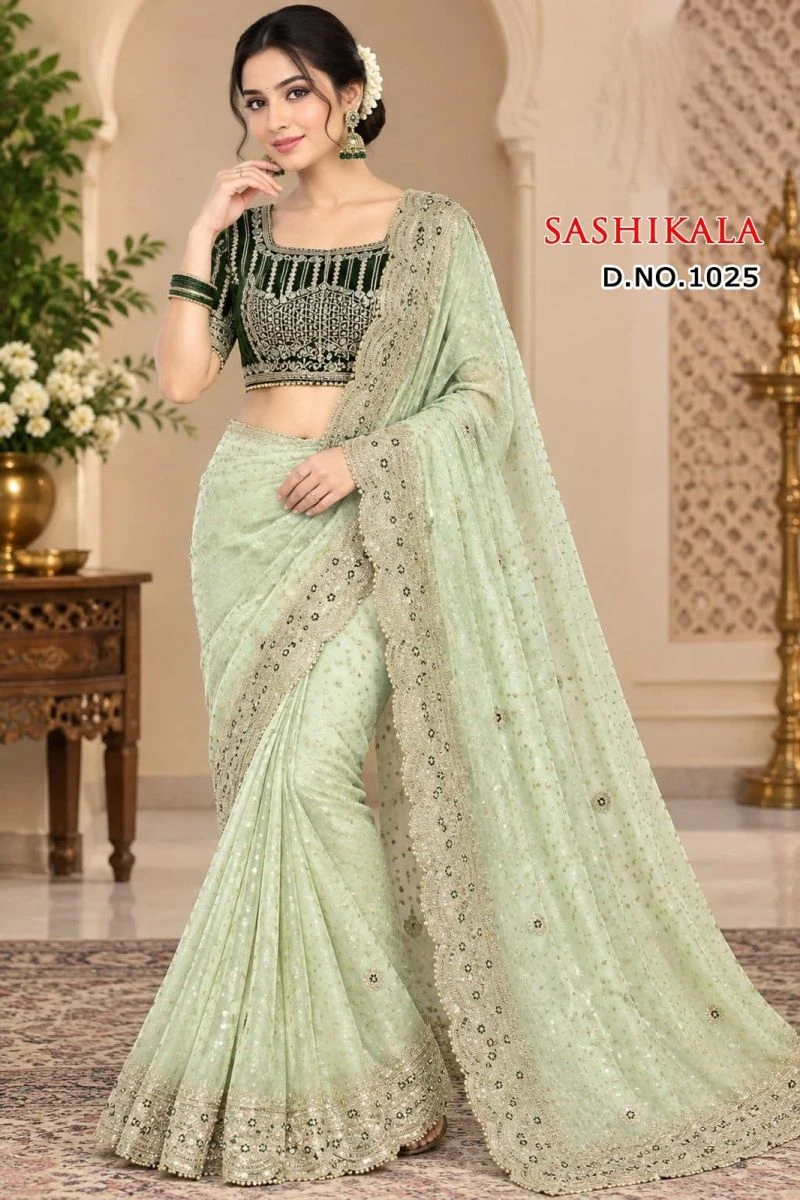 Sw Sashikala Vol 2 Moss Butti Embroidered Saree Collection 7