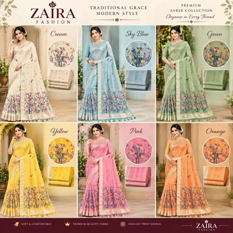 Tree Vol 1 Peshwai Cotton Weaving Zari Butti Work Saree Collection 6
