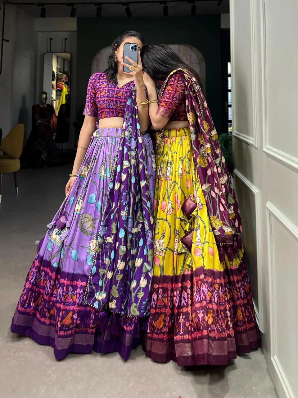 Tussar Silk Patola Print Lehenga Choli With Foil Print 1