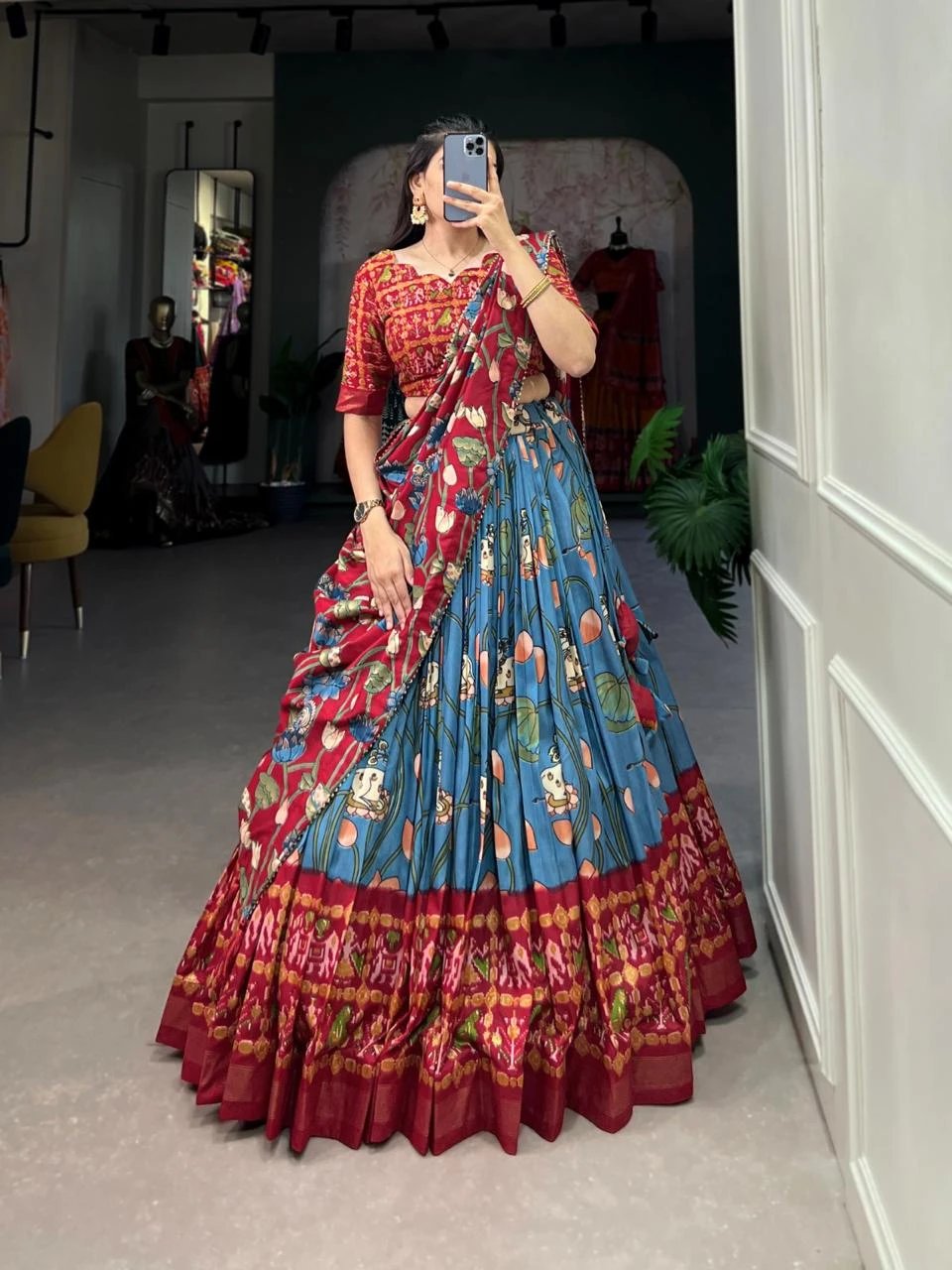 Tussar Silk Patola Print Lehenga Choli With Foil Print 2