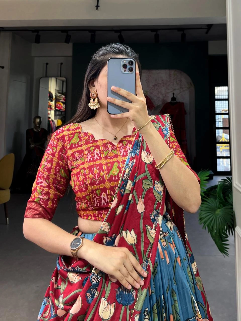 Tussar Silk Patola Print Lehenga Choli With Foil Print 3