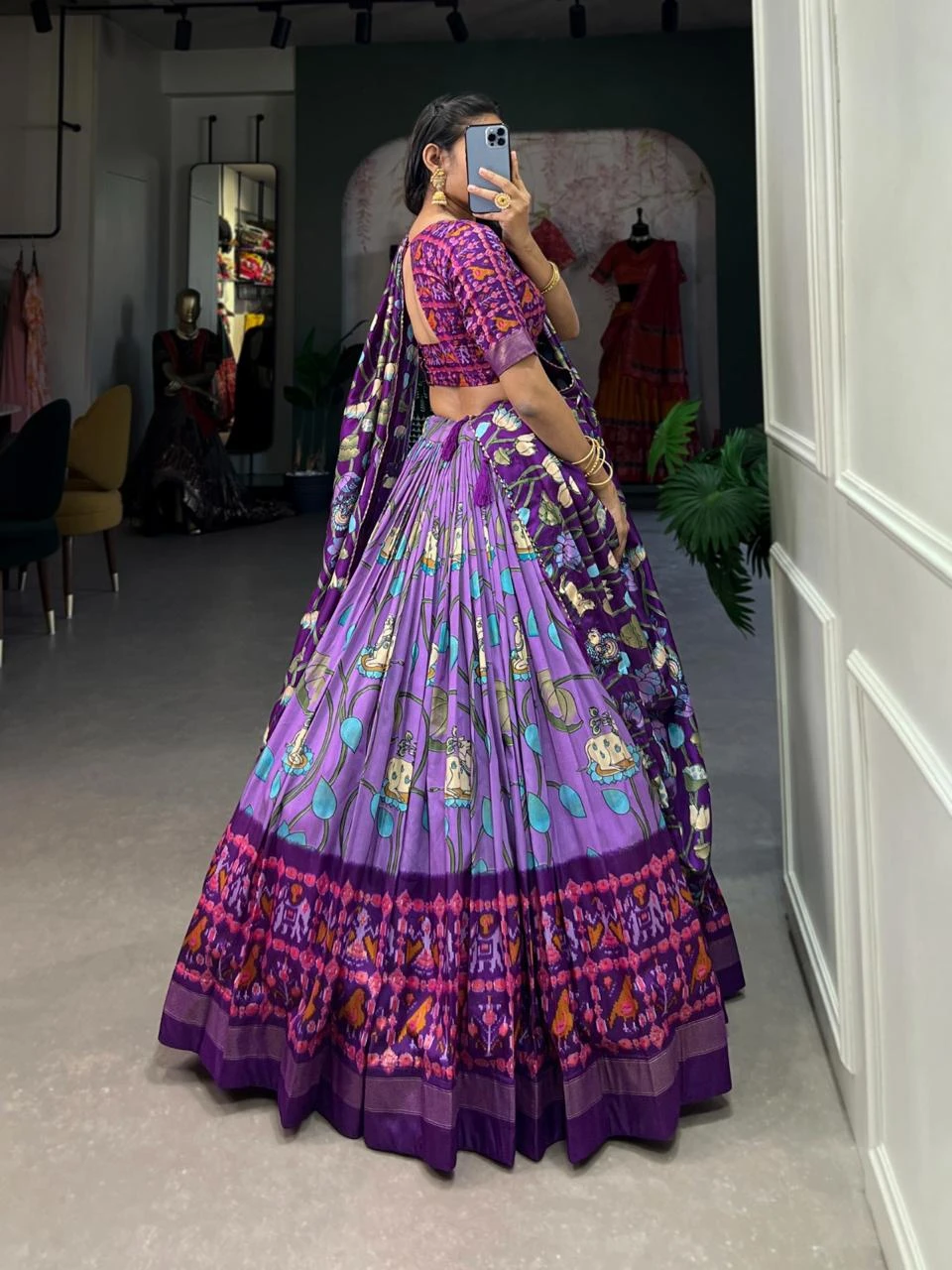 Tussar Silk Patola Print Lehenga Choli With Foil Print 4